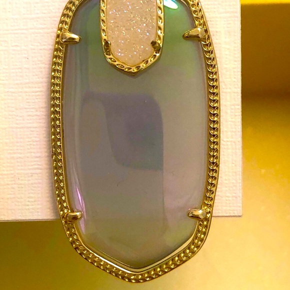 Kendra Scott RARE & RETIRED Darcy Earrings Iridescent & Iridescent Drusy GORG! - Picture 9 of 14